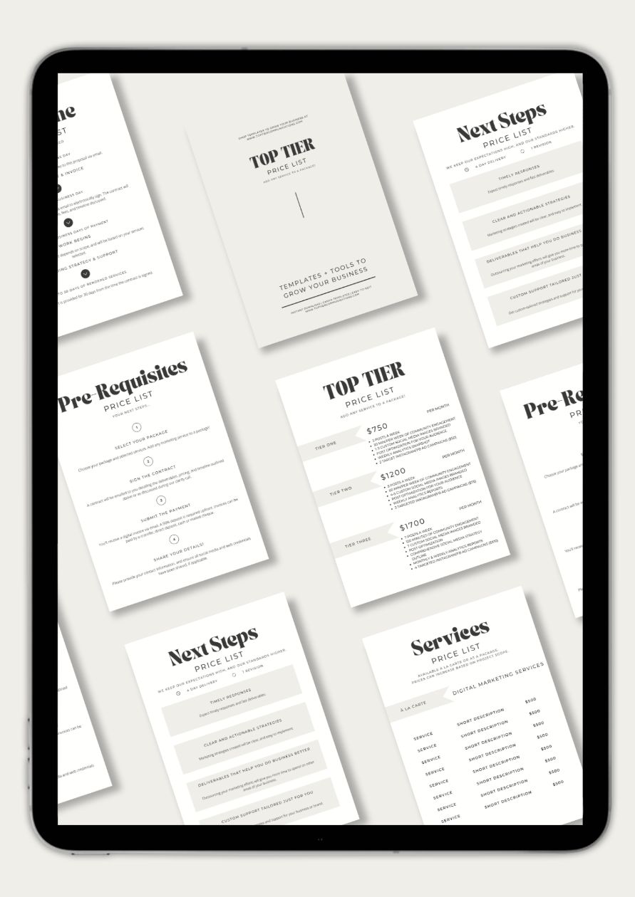 Price List Template - TOP TIER Communications