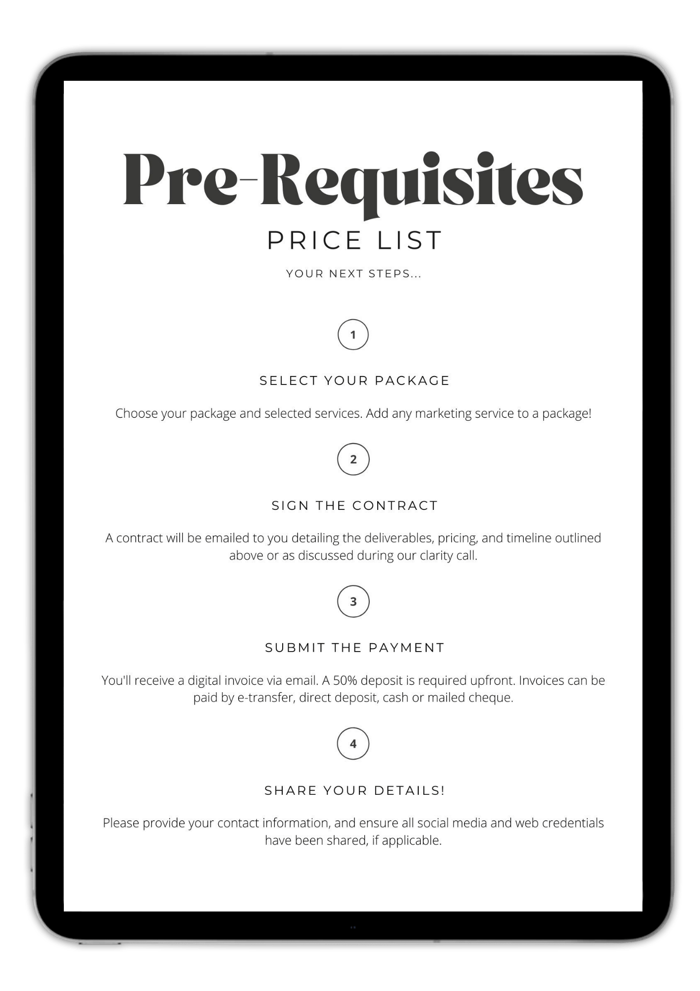 Price List Template - TOP TIER Communications