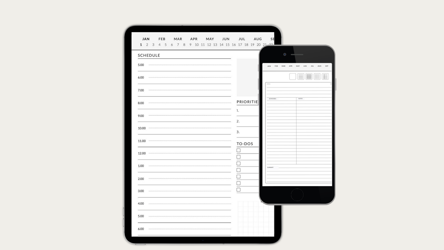 Undated planner for productivity, GoodNotes planner digital, Planner for daily organization, Daily planner template PDF