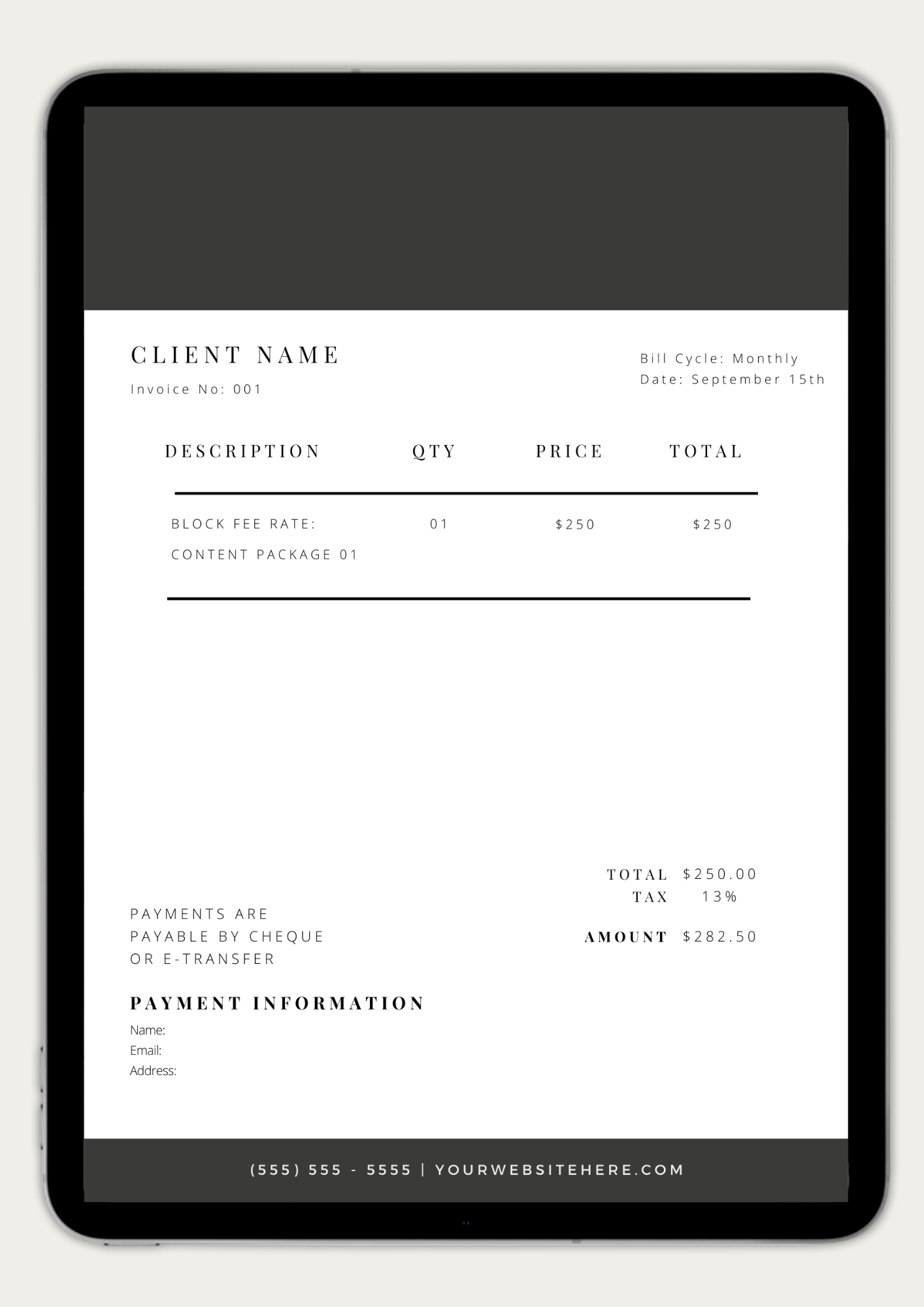 Customizable Invoice Template - TOP TIER Communications