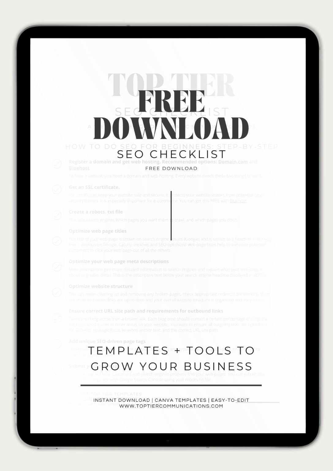 SEO Checklist - TOP TIER Communications