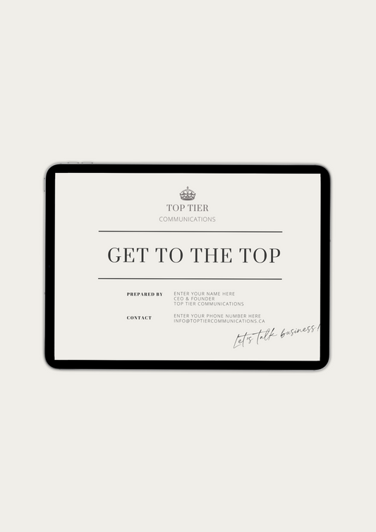 TOP TIER MARKETING MATERIAL: Pitch Deck 001