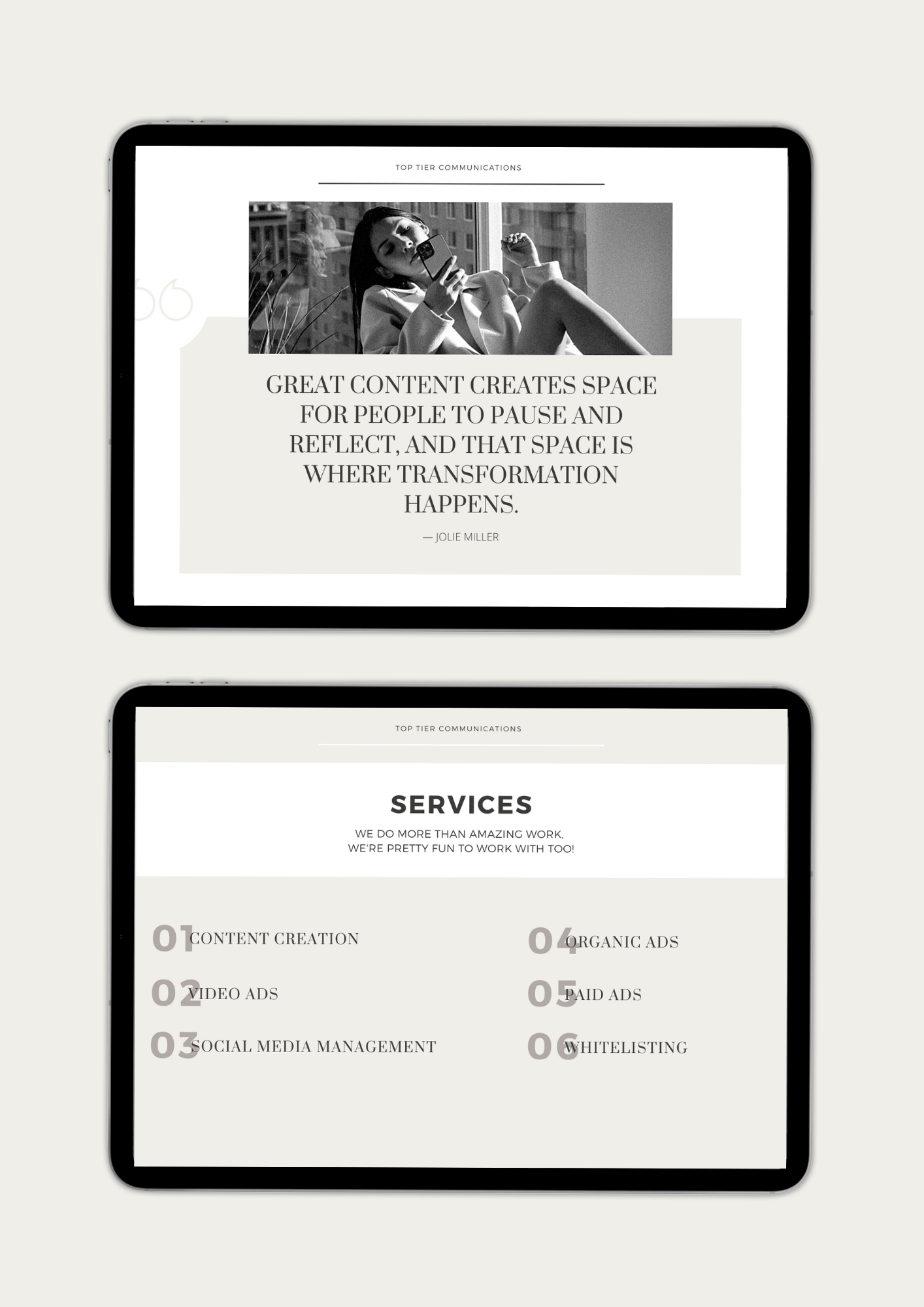 TOP TIER MARKETING MATERIAL: Pitch Deck 001
