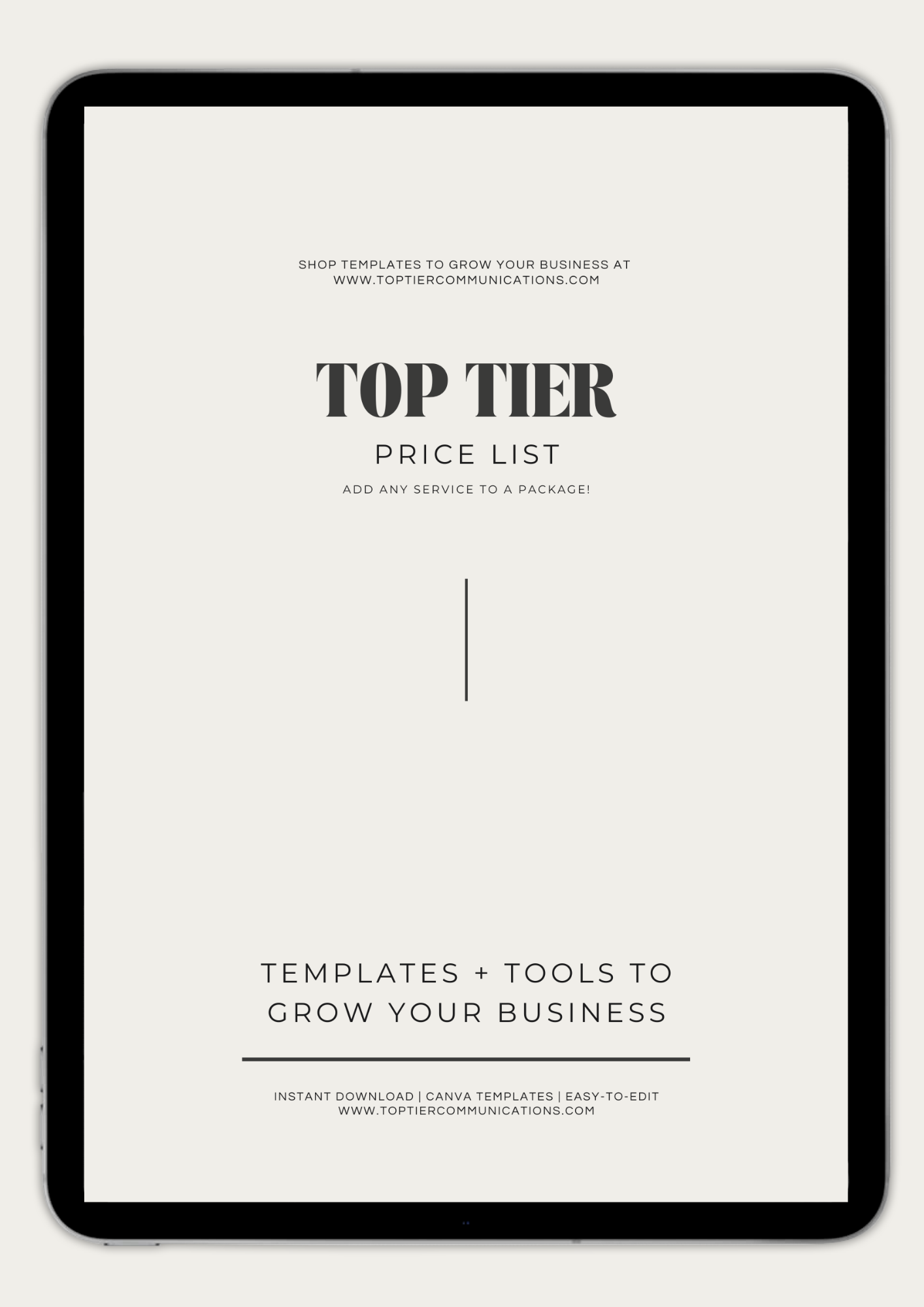 Price List Template - TOP TIER Communications