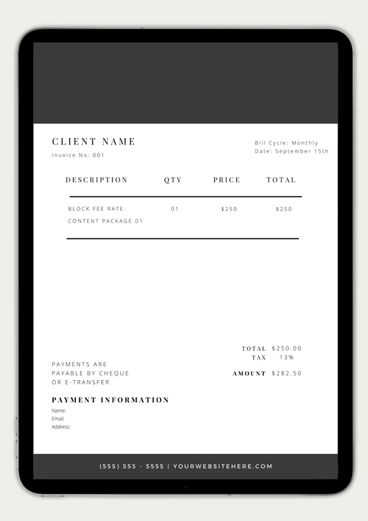 Customizable Invoice Template - TOP TIER Communications